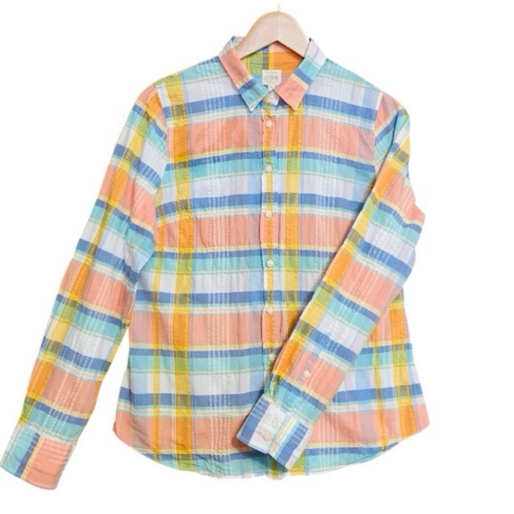J.Crew The Perfect Shirt Plaid Button Down Cotton Top Medium Preppy